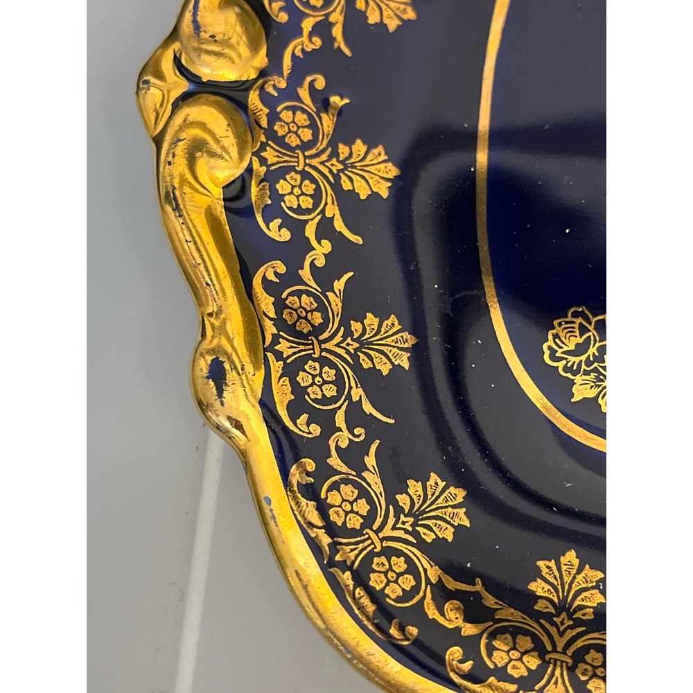 Limoges France Cobalt Blue Gold Gilded Fragonard Courting Scene Sandwich Tray - Picture 7 of 8
